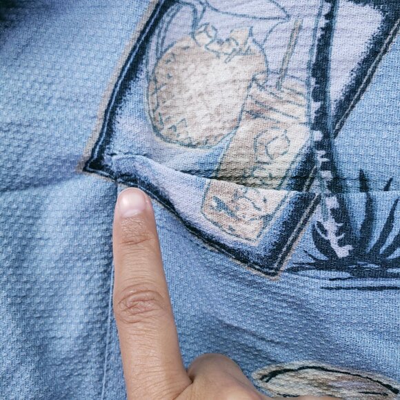 Paradise Blue 100% Silk Blue Beach Surfer Hawaiian Palm Trees Waffle Knit Size M - Picture 12 of 15